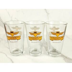 Wild Heaven Craft Beers Pint Beer Clear Glass 16oz Drinkware 5 3/4" Brewery x3